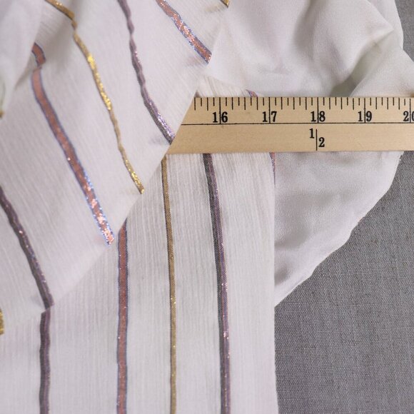 Charles Henry Off Shoulder Dress M White & Metallic Stripe Ruffle Popover Summer - Picture 10 of 16